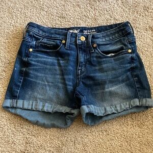 High Rise Midi Jean Shorts